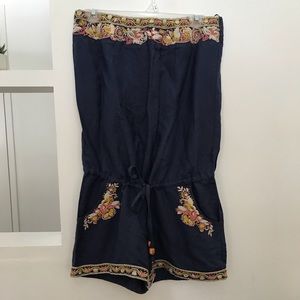 Navy blue floral romper